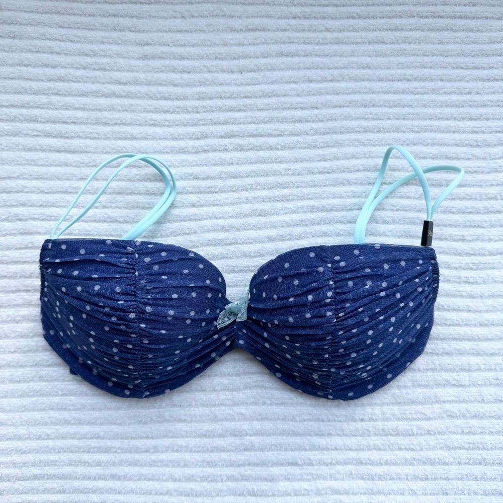 VICTORIA’S SECRET | NWT Padded Push Up Demi Bra Blue Polka Dot 34D